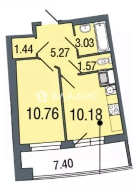 1-к кв. Санкт-Петербург просп. Александровской фермы, 8 (39.0 м) - Фото 2