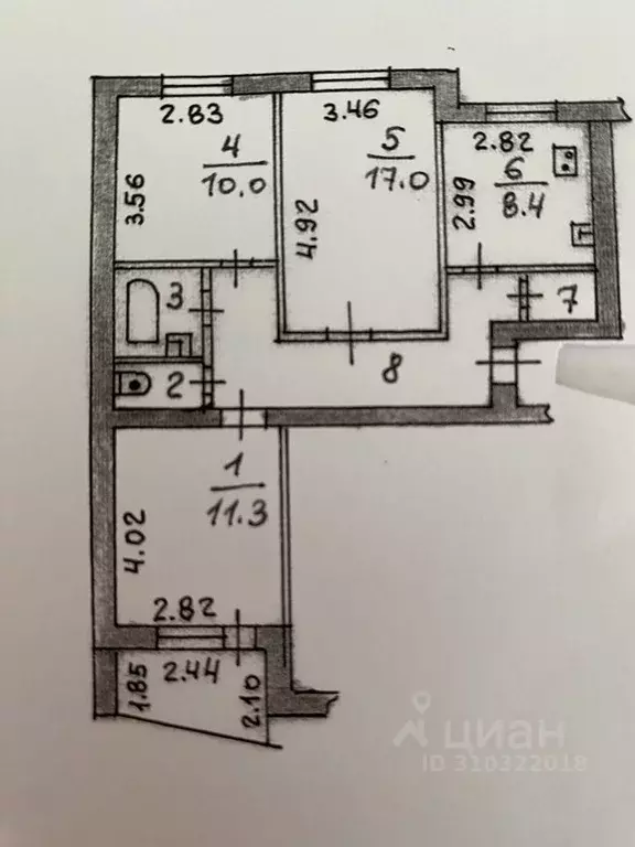 3-к кв. Ивановская область, Иваново ул. 10 Августа, 56 (63.0 м) - Фото 0