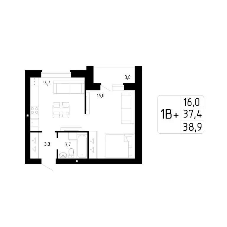 1-комнатная квартира: Стерлитамак, Магистральная улица, 78 (38.9 м) - Фото 0