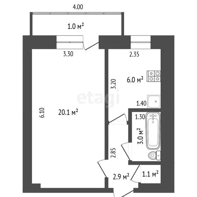 1-комнатная квартира: Стерлитамак, Коммунистическая улица, 61 (33.1 м) - Фото 1
