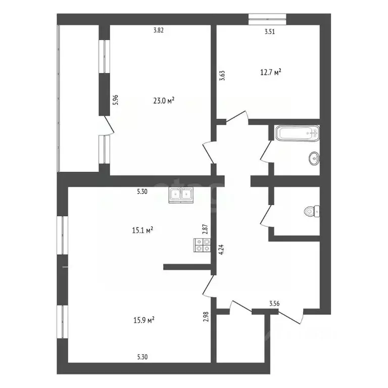 3-к кв. Тюменская область, Тюмень ул. Грибоедова, 13к1 (91.4 м) - Фото 2