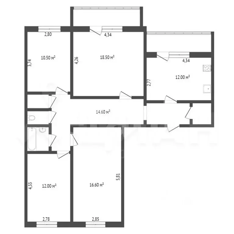 4-к кв. Алтайский край, Барнаул Лазурная ул., 44 (96.3 м) - Фото 2