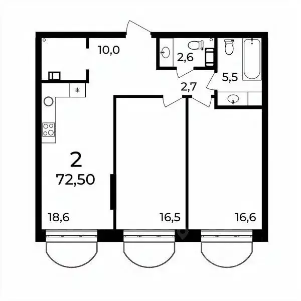 2-к кв. Нижегородская область, Нижний Новгород ул. Воровского, 8 (72.5 ... - Фото 1