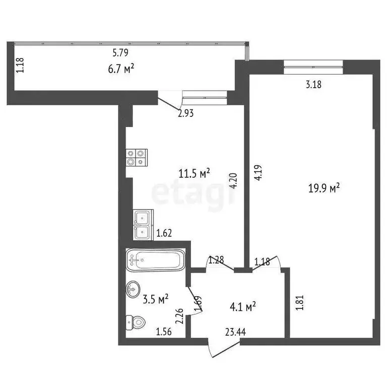 1-комнатная квартира: Якутск, Якутская улица, 2/15 (39 м) - Фото 0