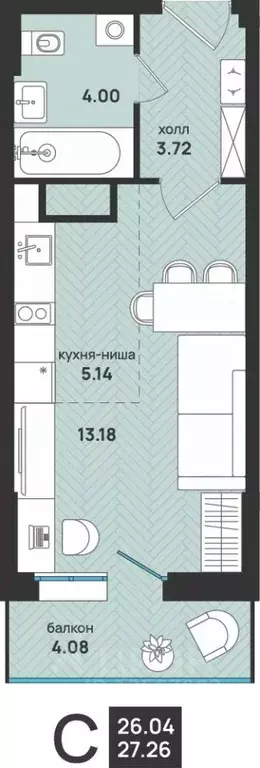 1-к кв. Архангельская область, Архангельск ул. Свободы, 16 (27.26 м) - Фото 0