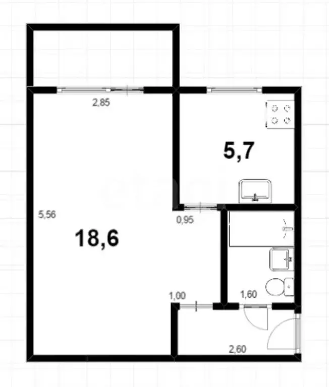 1-комнатная квартира: Пермь, улица Мира, 130 (31.2 м) - Фото 1