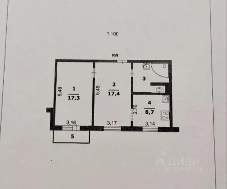 2-к кв. Белгородская область, Белгород ул. Конева, 19 (51.0 м) - Фото 2