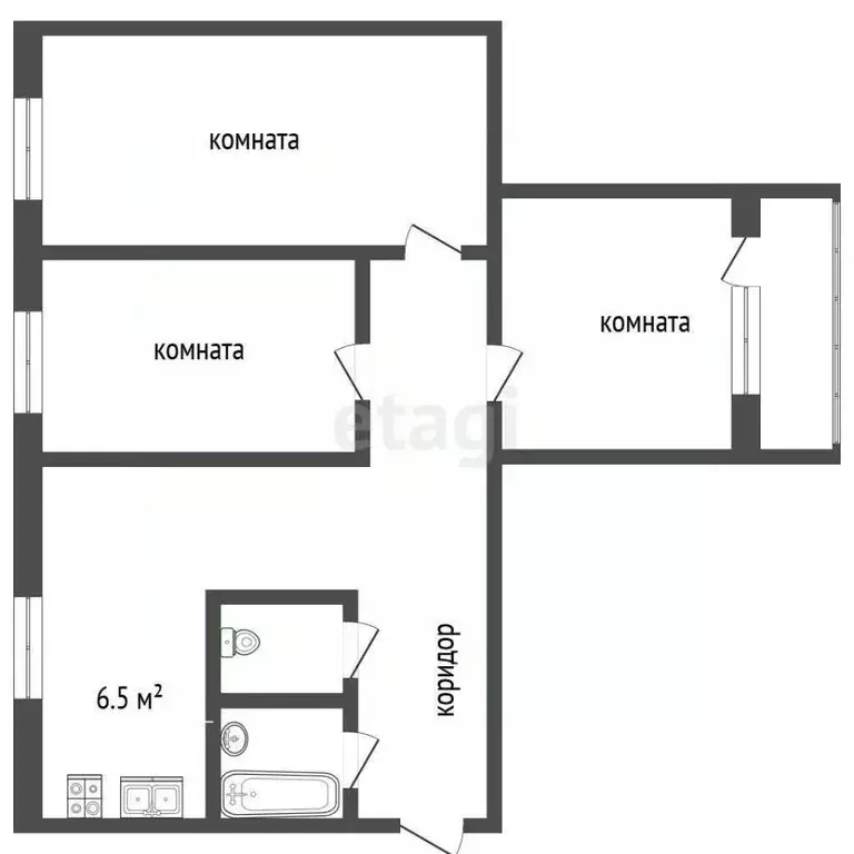 3-к кв. Московская область, Клин ул. Чайковского, 66к2 (60.0 м) - Фото 2