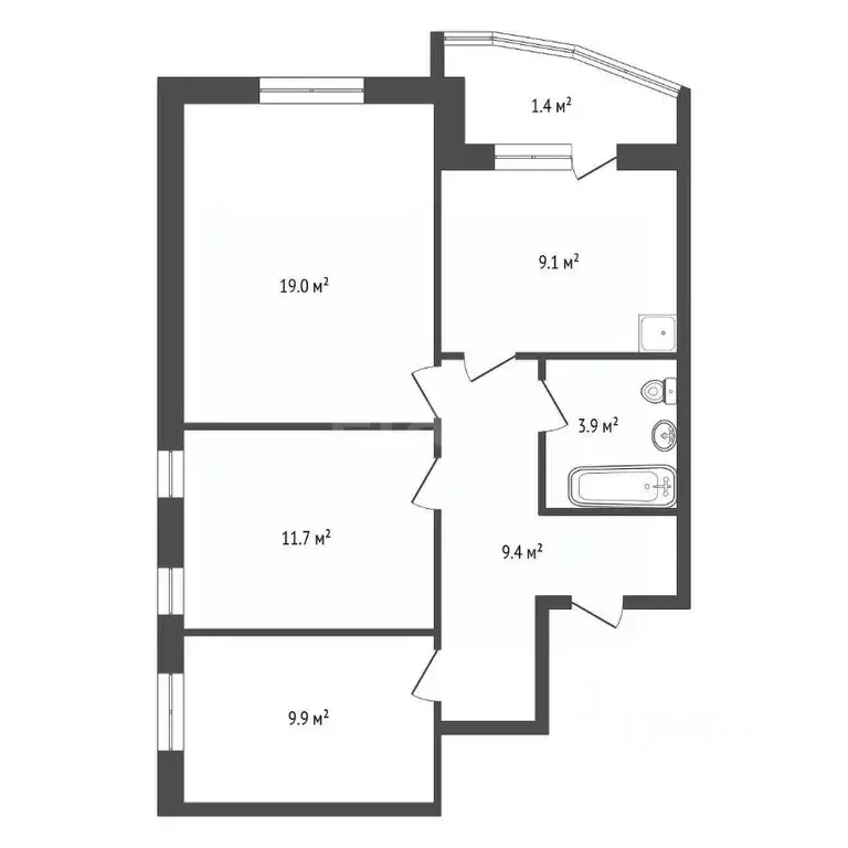 3-к кв. Красноярский край, Красноярск наб. Ярыгинская, 15 (63.4 м) - Фото 1