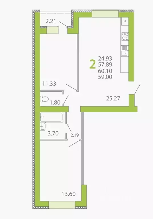 2-к кв. Воронежская область, Семилуки ул. Маяковского, 3 (57.3 м) - Фото 0