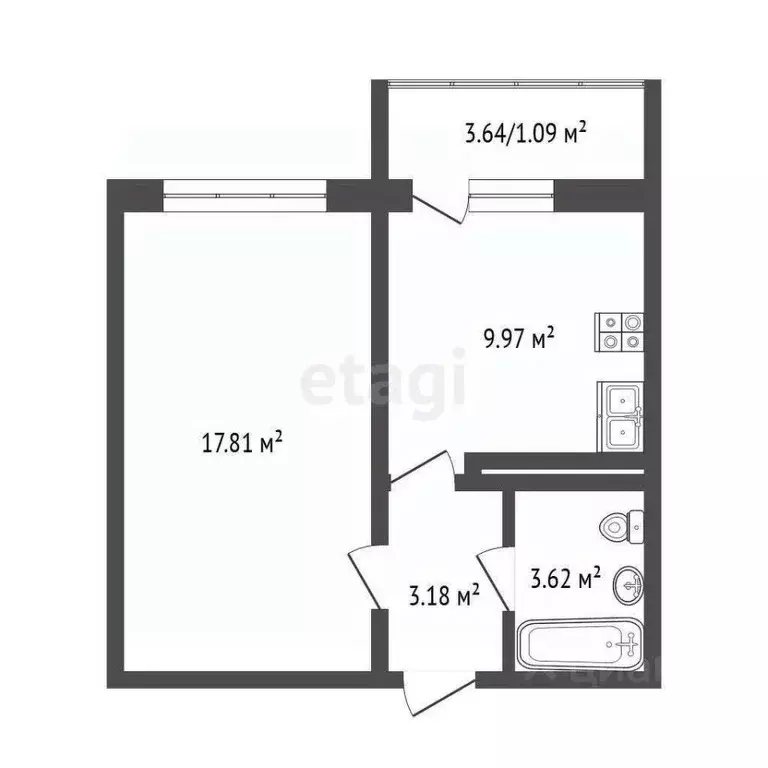 1-к кв. Ростовская область, Ростов-на-Дону ул. Висаитова, 5/11 (34.58 ... - Фото 1