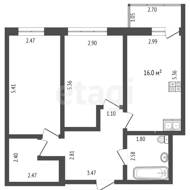 2-комнатная квартира: Тюмень, улица Червишевский Тракт, 58 (66.7 м) - Фото 0