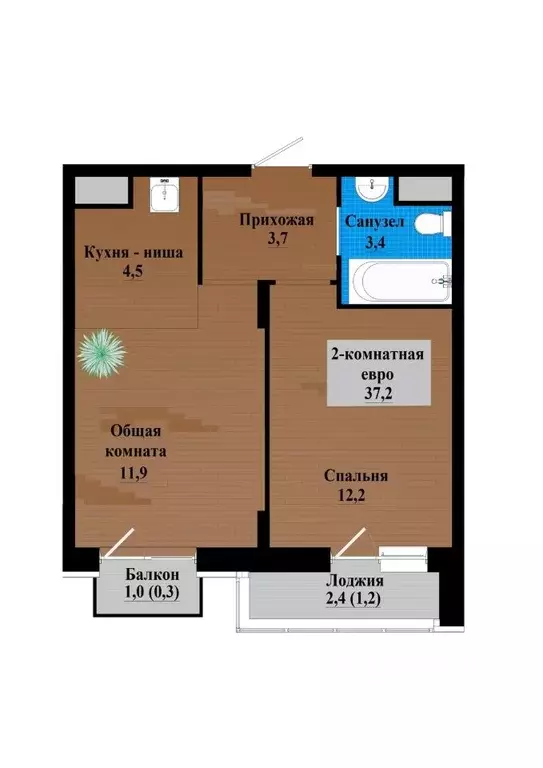 2-к кв. Забайкальский край, Чита просп. Маршала Жукова (37.1 м) - Фото 1