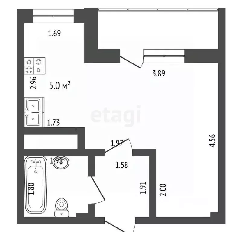 Студия Пензенская область, Пенза Ладожская ул., 110 (28.9 м) - Фото 1