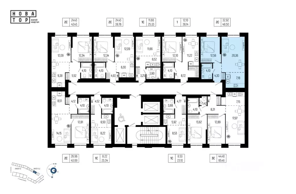 2-к кв. Башкортостан, Уфа Глумилино-1 мкр, Новатор жилой комплекс ... - Фото 2