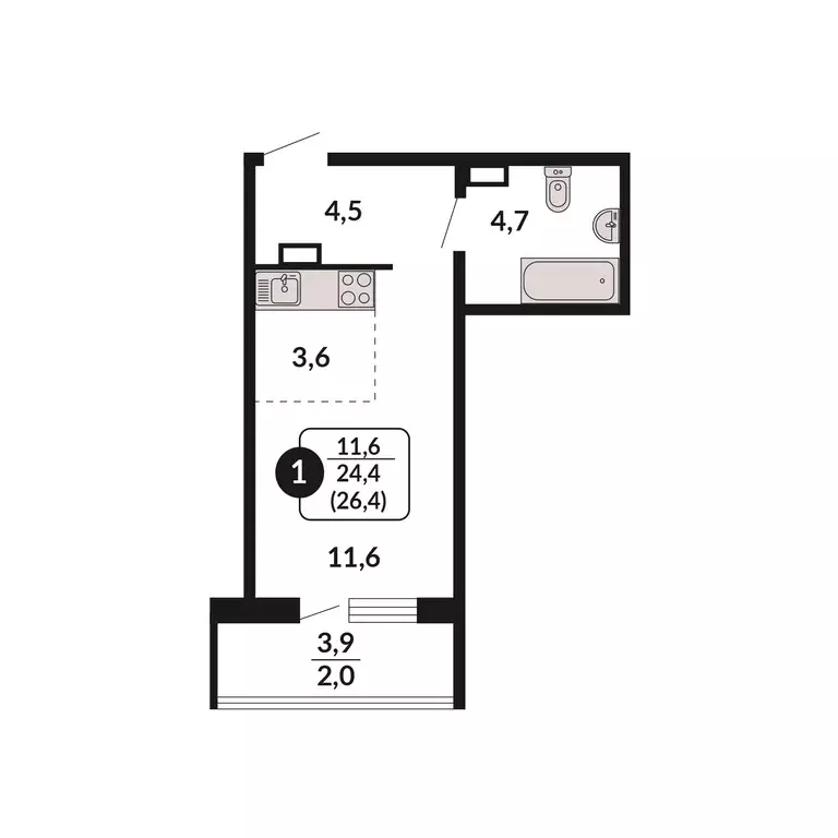 Продаётся квартира-студия, 26.4 м - Фото 0