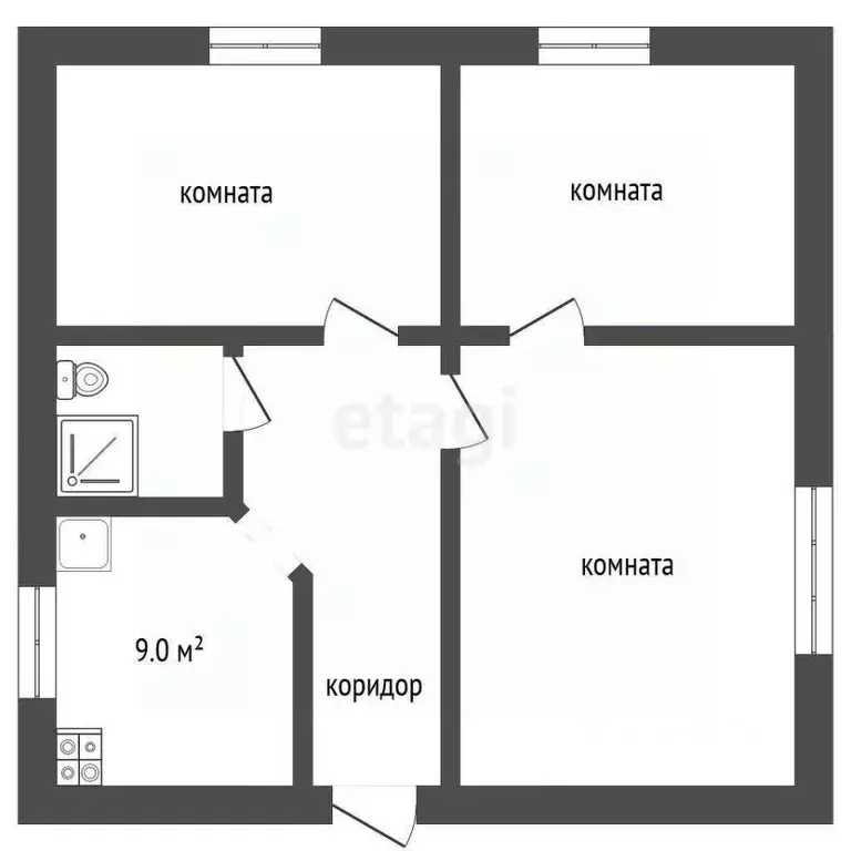 3-к кв. Вологодская область, Великий Устюг ул. Нахимова, 18 (52.9 м) - Фото 1