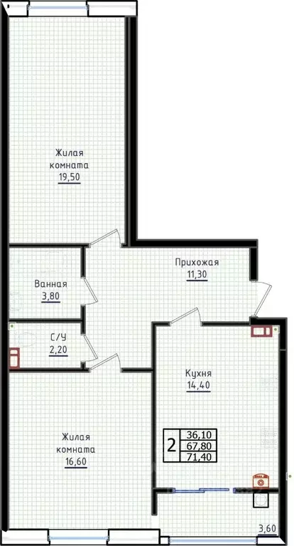 2-к кв. Ставропольский край, Ставрополь ул. Якова Андрюшина, 6 (71.4 ... - Фото 0