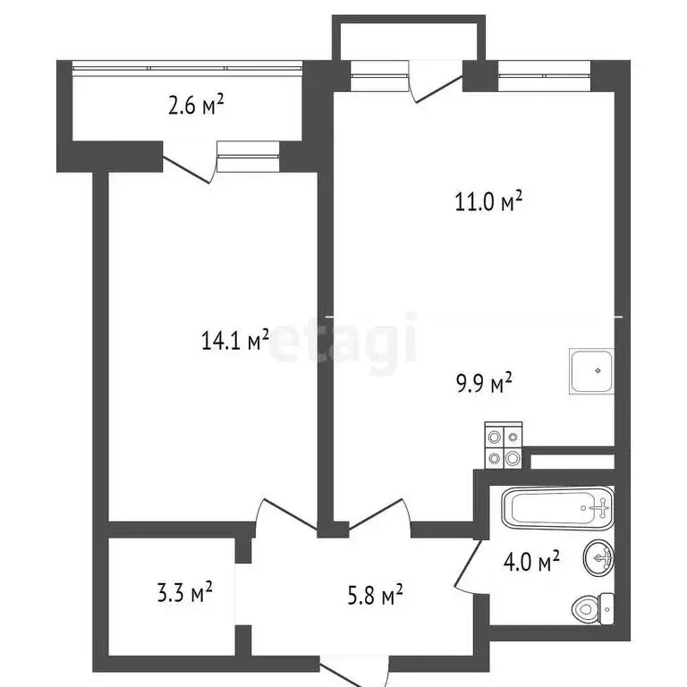 1-комнатная квартира: Новосибирск, Охотская улица, 88/4 (48 м) - Фото 0
