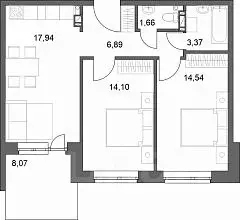 2-к кв. Ленинградская область, Тосненский район, Федоровское городское ... - Фото 1
