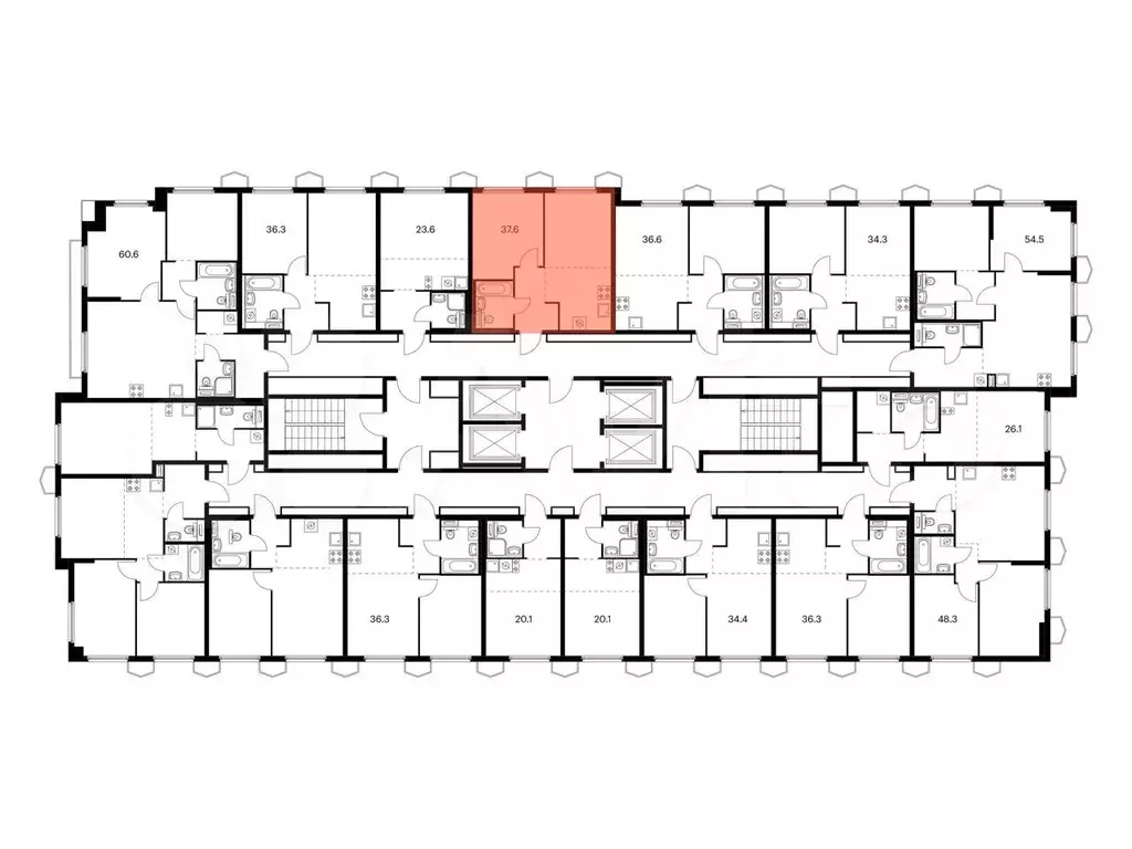 1-к. квартира, 37,6м, 12/24эт. - Фото 1