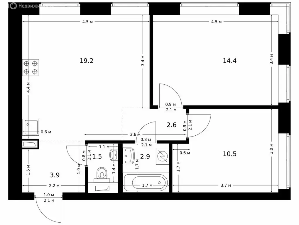 2-комнатная квартира: Москва, жилой комплекс Полар, 1.5 (55 м) - Фото 0