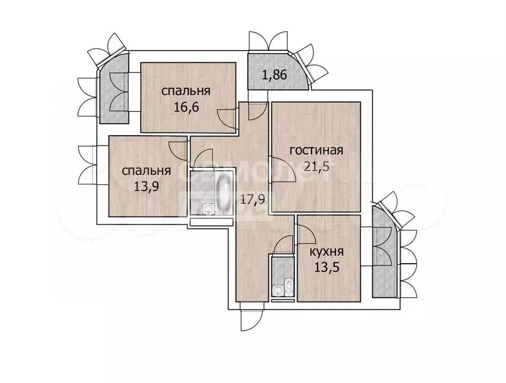 3-к. квартира, 83,5 м, 13/17 эт. - Фото 0