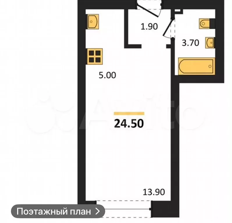 Квартира-студия, 25 м, 8/17 эт. - Фото 0