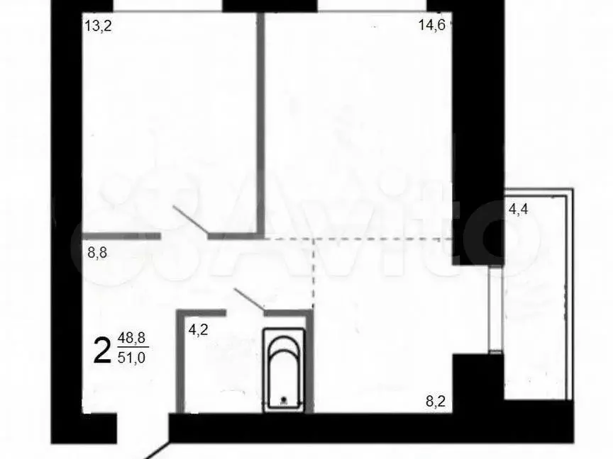 2-к. квартира, 51 м, 5/9 эт. - Фото 0