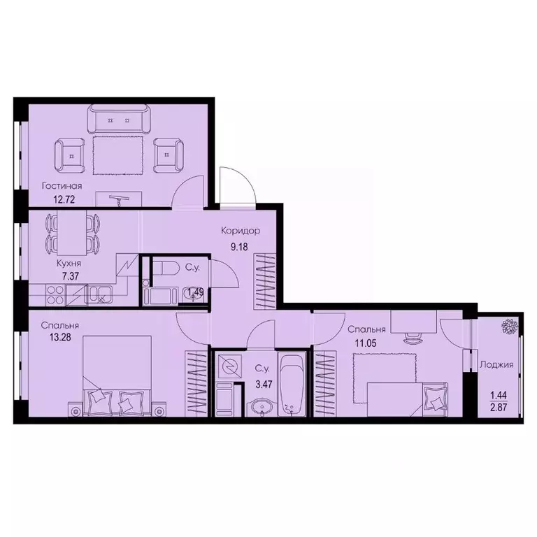 3-к кв. Ленинградская область, Всеволожский район, Заневское городское ... - Фото 1