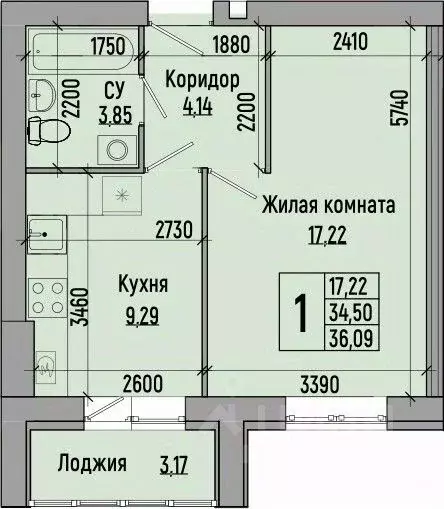 1-к кв. Волгоградская область, Волгоград Долина-2 жилрайон,  (36.09 м) - Фото 0