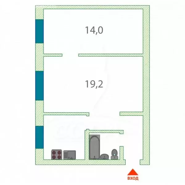 2-комнатная квартира: Тюмень, улица 50 лет Октября, 55 (45 м) - Фото 2