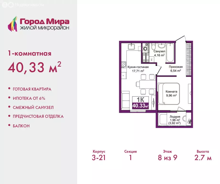 1-комнатная квартира: Симферополь, улица Батурина, 177к3 (40.33 м) - Фото 1