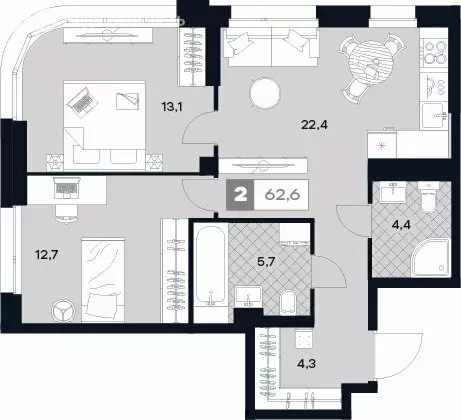 2-комнатная квартира: Москва, Лодочная улица, 27к2 (62.6 м) - Фото 0