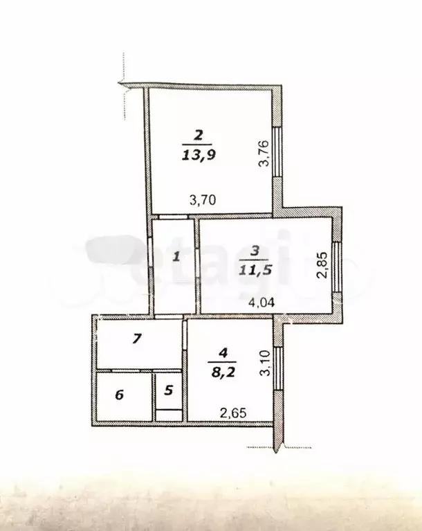 2-к. квартира, 45,3 м, 1/3 эт. - Фото 0