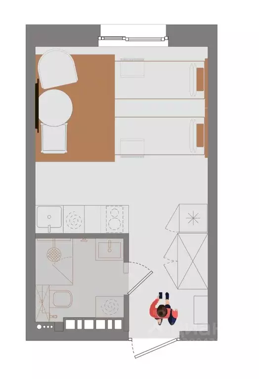 1-к кв. Иркутская область, Иркутск ул. Ширямова, 26 (21.92 м) - Фото 2