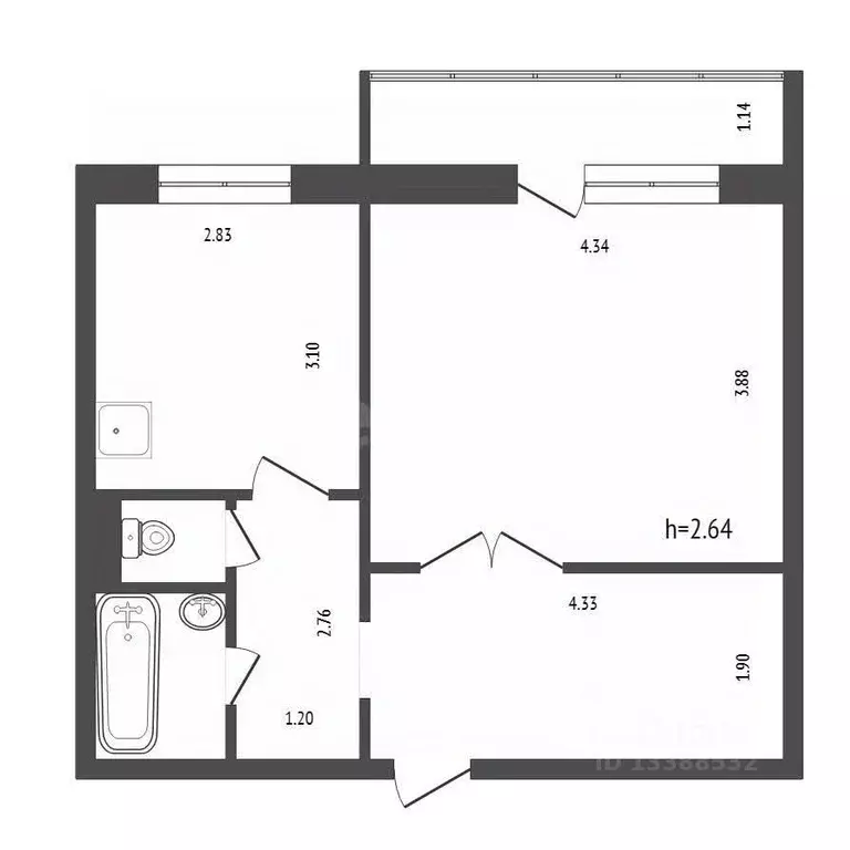 1-к кв. Красноярский край, Красноярск 9 Мая ул., 55 (40.6 м) - Фото 2
