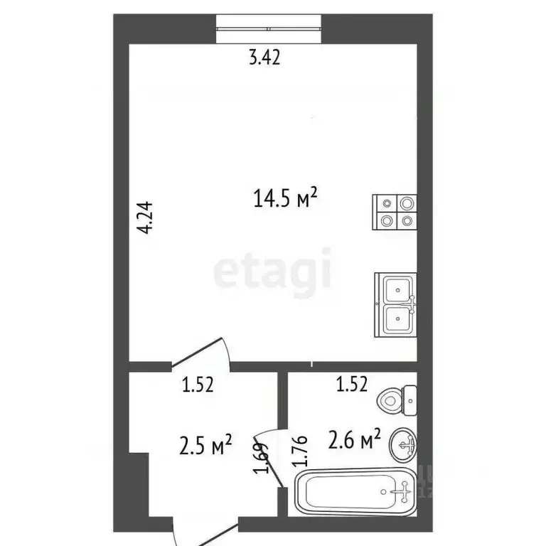 Студия Московская область, Ленинский городской округ, Дрожжино пгт ул. ... - Фото 1