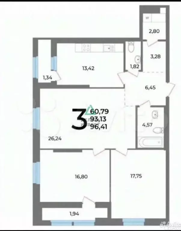 3-к кв. Башкортостан, Уфа ул. Менделеева, 1/1 (93.6 м) - Фото 2