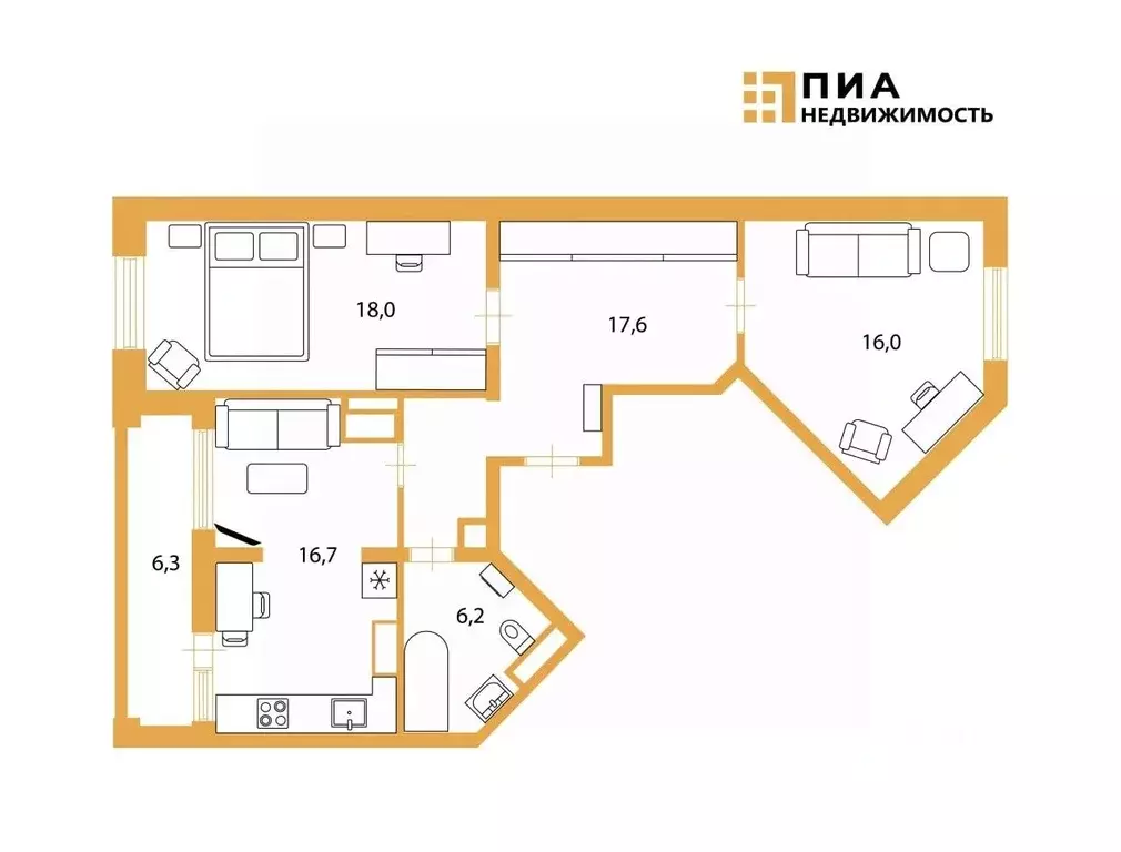2-к кв. Санкт-Петербург ул. Парфеновская, 11к1 (74.5 м) - Фото 2