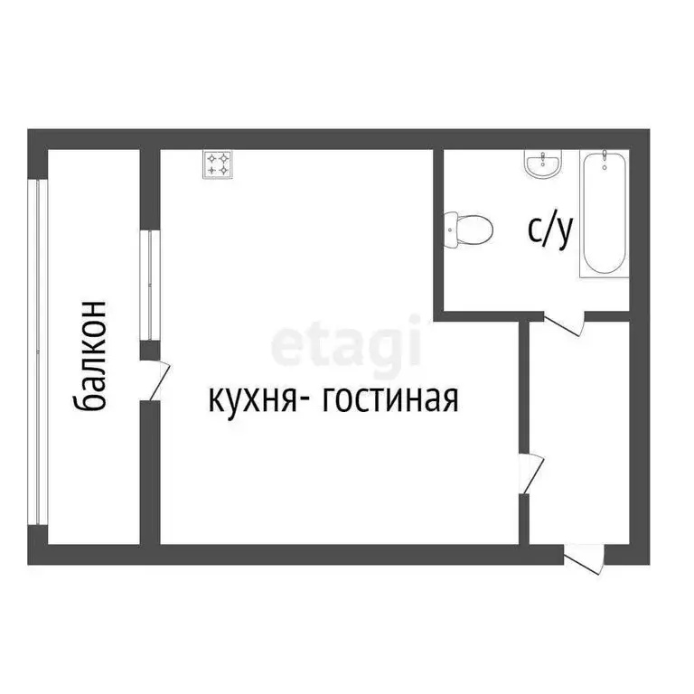Квартира-студия: Курган, жилой район Заозёрный, 1-й микрорайон, улица ... - Фото 1