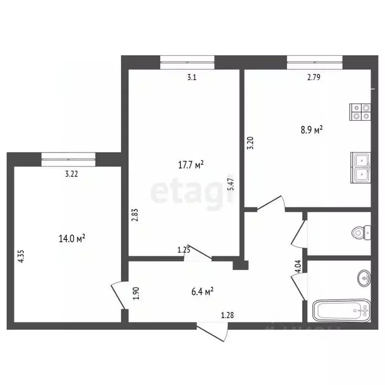 2-к кв. Московская область, Лыткарино Спортивная ул., 1 (57.4 м) - Фото 2