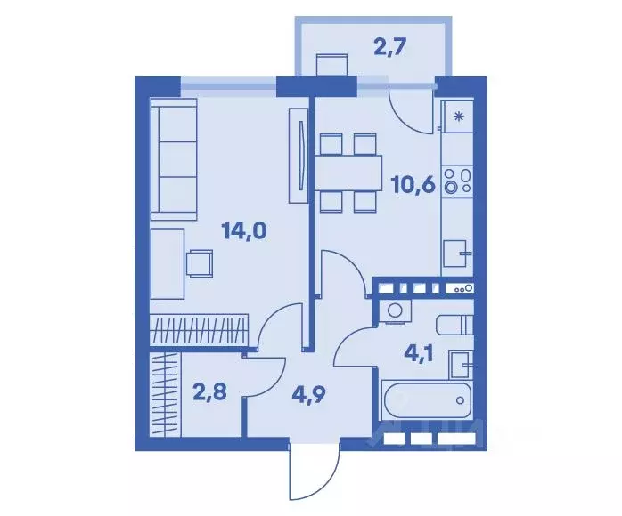 1-к кв. Пермский край, Пермь ул. Карпинского, 115 (37.2 м) - Фото 1