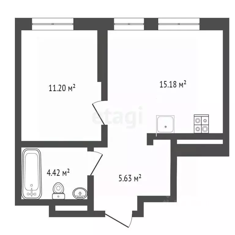 1-к кв. Тюменская область, Тюмень ул. Андрея Кореневского, 7 (36.5 м) - Фото 2