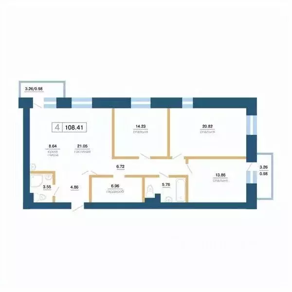 4-к кв. Красноярский край, Красноярск ул. Бограда, 103 (108.48 м) - Фото 1