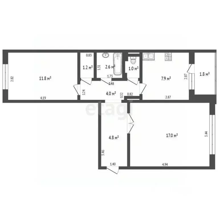 2-к кв. Калининградская область, Калининград Машиностроительная ул., ... - Фото 2