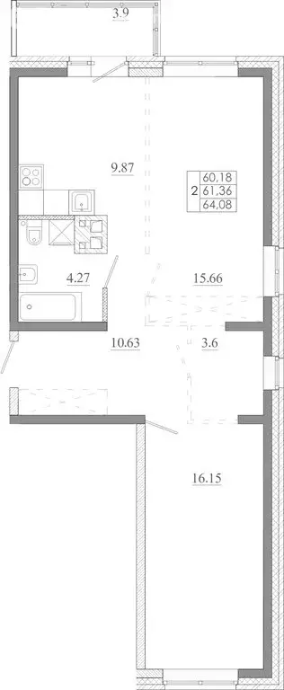 2-комнатная квартира: Иркутск, улица Баумана, 271/2 (64.08 м) - Фото 1