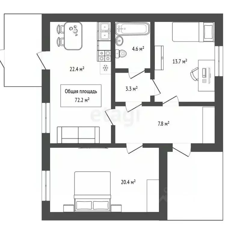 Дом в Алтай, Майминский район, с. Кызыл-Озек Совхозная ул., 18 (72 м) - Фото 2