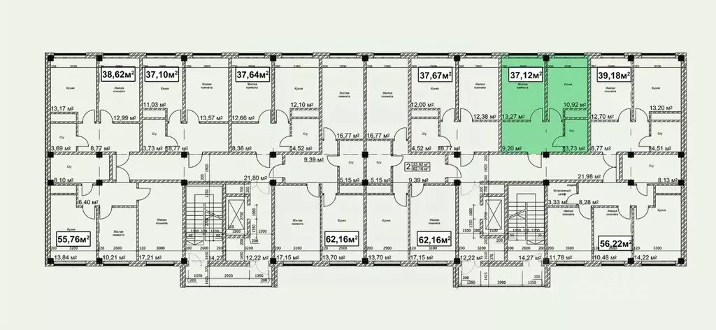 1-к кв. Ставропольский край, Ессентуки ул. Благодатная, 22к2 (37.12 м) - Фото 2