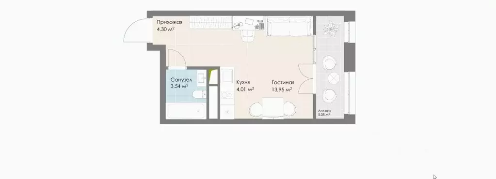 Студия Московская область, Котельники Дюна жилой комплекс (26.62 м) - Фото 2